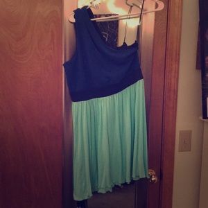 Blue and mint mini dress